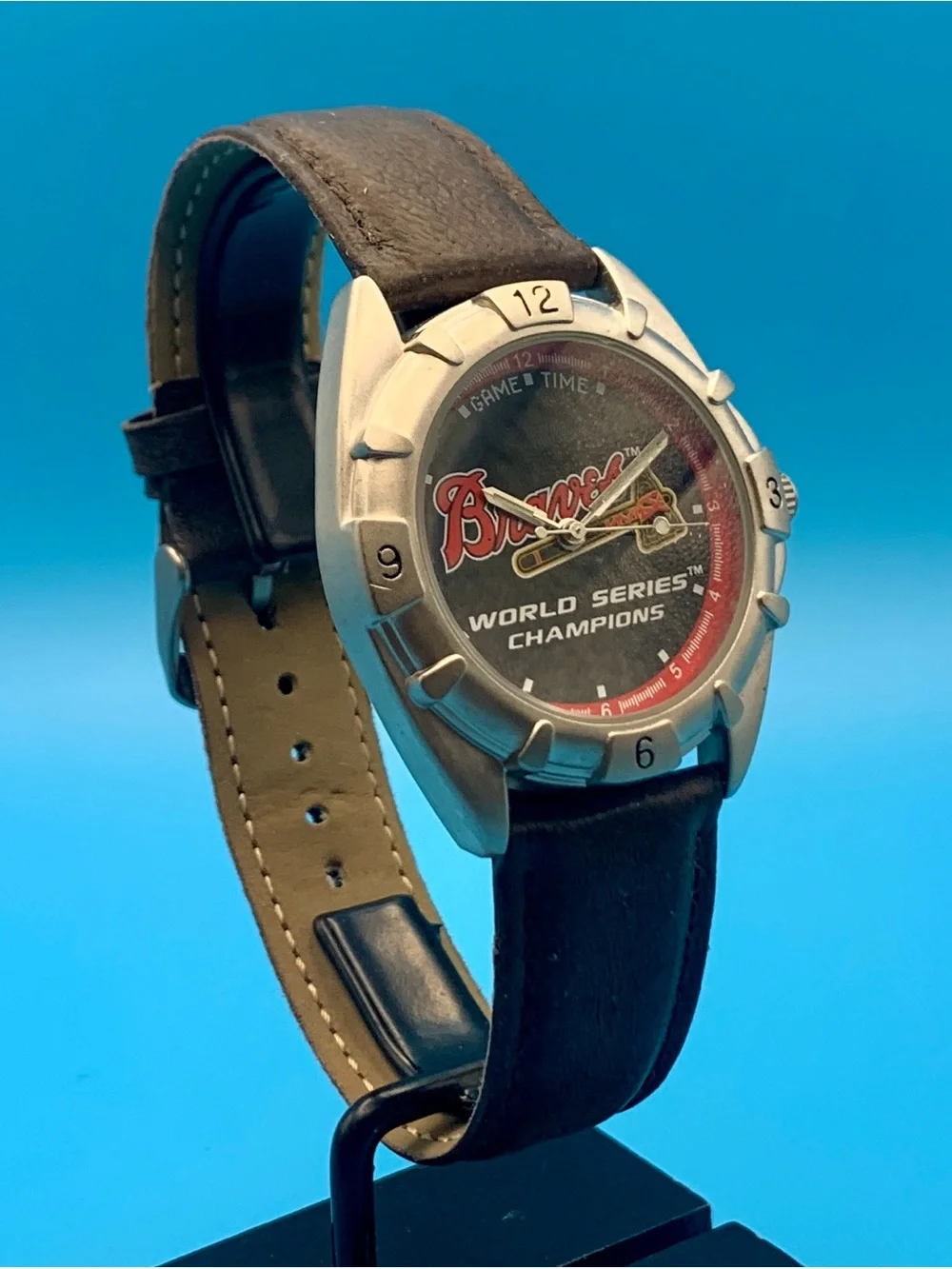 GAME TIME Men’s Vintage Watch BRAVES 1957 WORLD SERIES CHAMPIONS Works New Batt